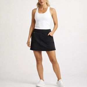 Athleta Black Athletic Skort Womens Medium Nylon Spandex Zip Pocket